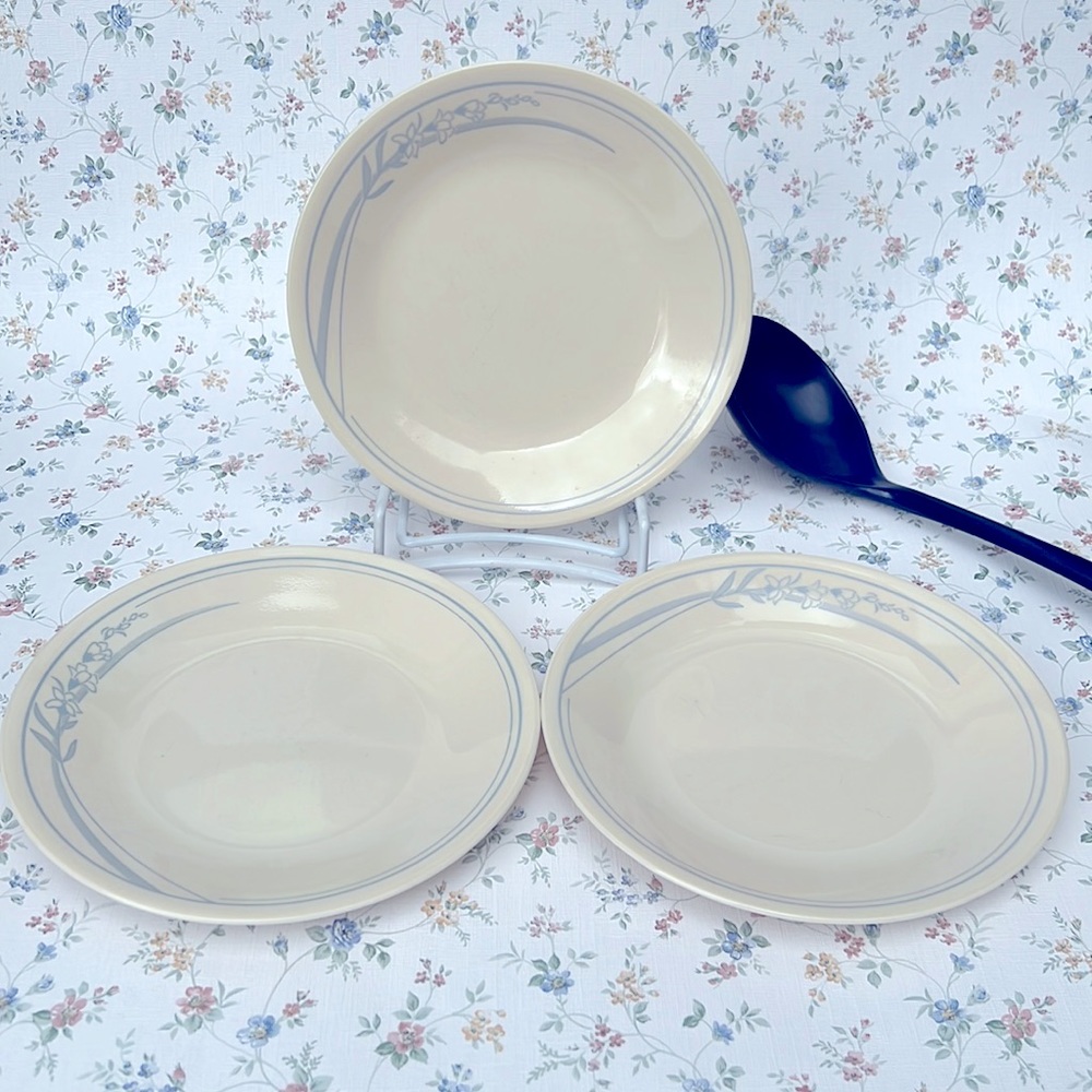 Lot of 3 Vintage Corelle Blue Lily Bread & Butter Plate